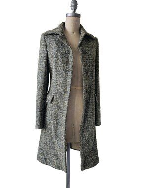 SISLEY Made in Italy Wool Mohair Alpaca Tweed Coat - Vintage Style - IT 40 / US